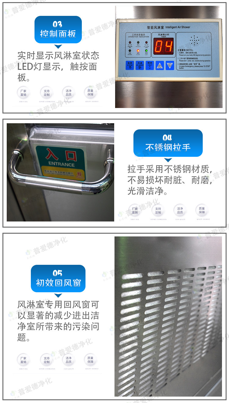不锈钢风淋室单人单吹双人双吹红外感应洁净车间风淋门